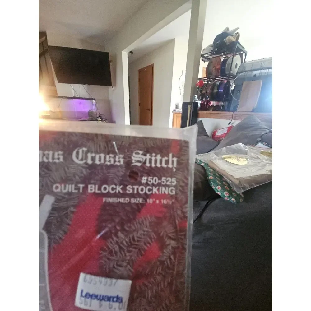 Janlynn Christmas Cross Stitch Kit Quilt Block Stocking RARE from 1988